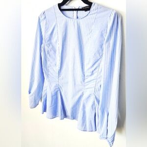 Massimo Dutti Light Blue Striped Blouse